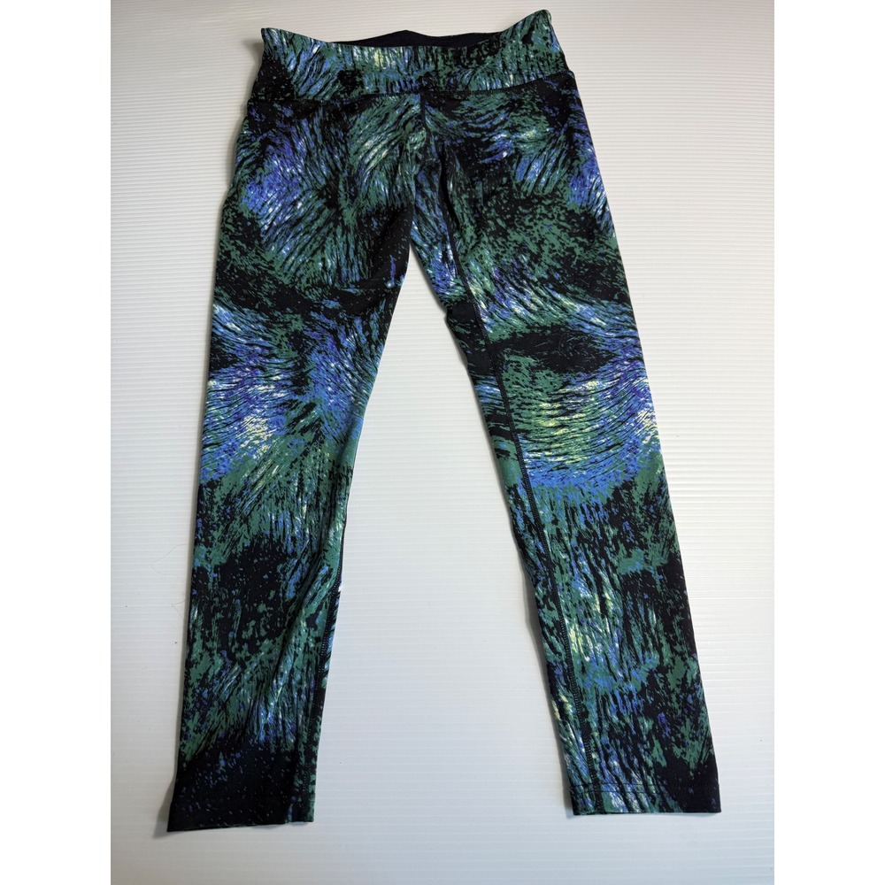 Tuff Athletics Leggings‎ Small Blue Green Abstract Print Activewear